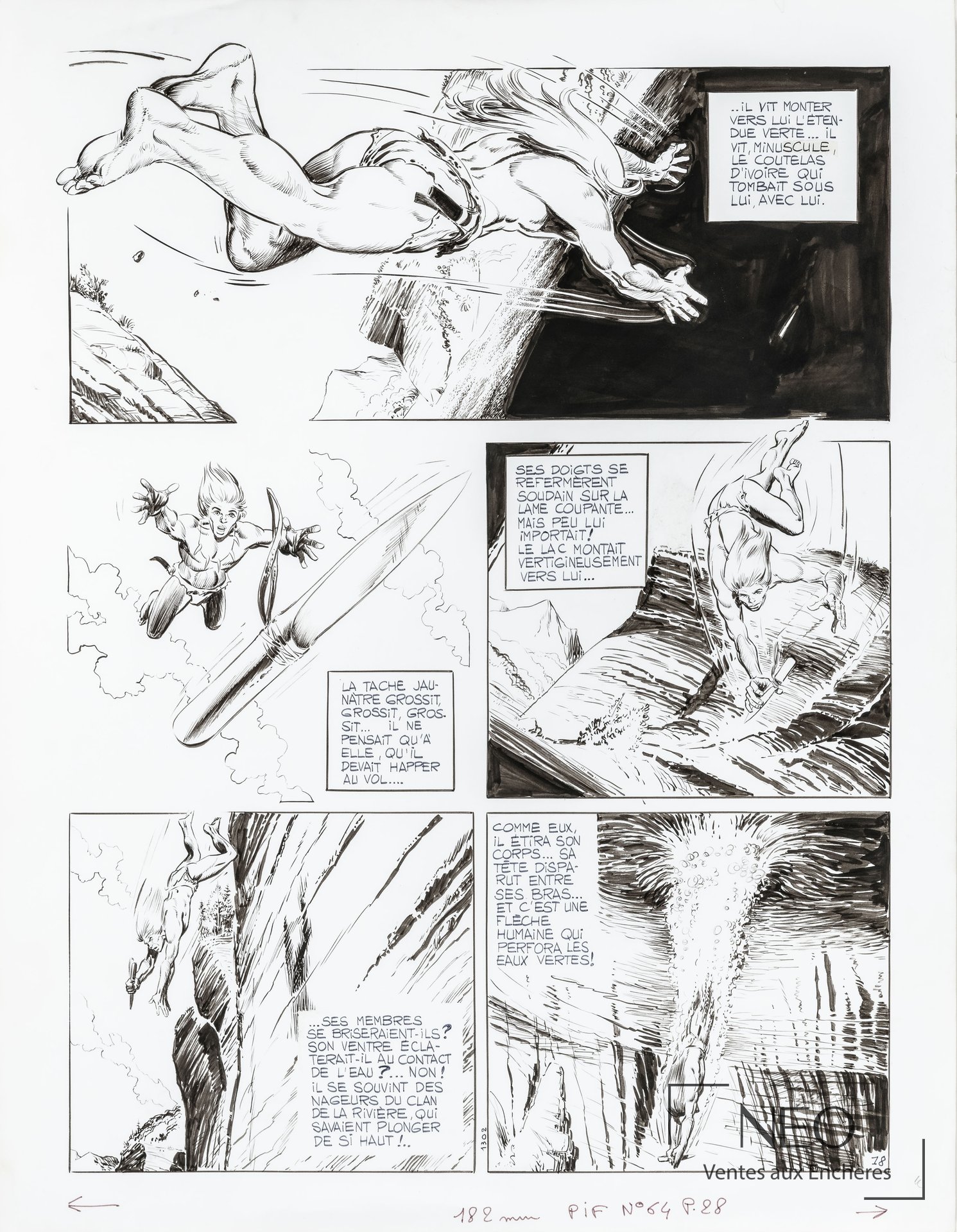 André Chéret et Roger Lécureux, Rahan Le nouveau piège, planche originale 18, 1970