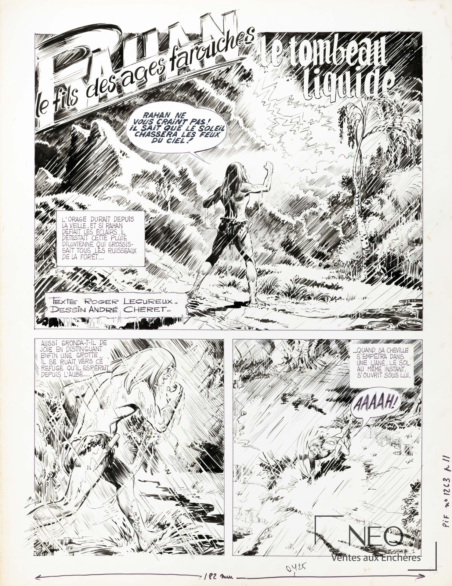 André Chéret et Roger Lecureux Rahan Le tombeau liquide, planche de titre