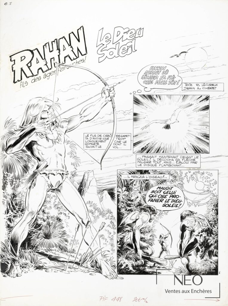 Planche originale de Rahan intitulée Le dieu soleil