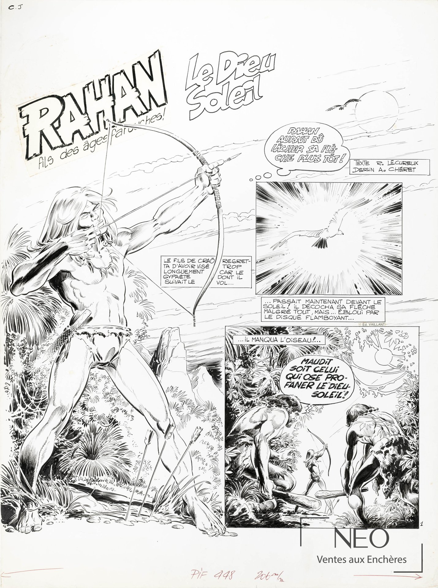 Rahan Le dieu soleil, planche titre d’André Chéret et Roger Lecureux
