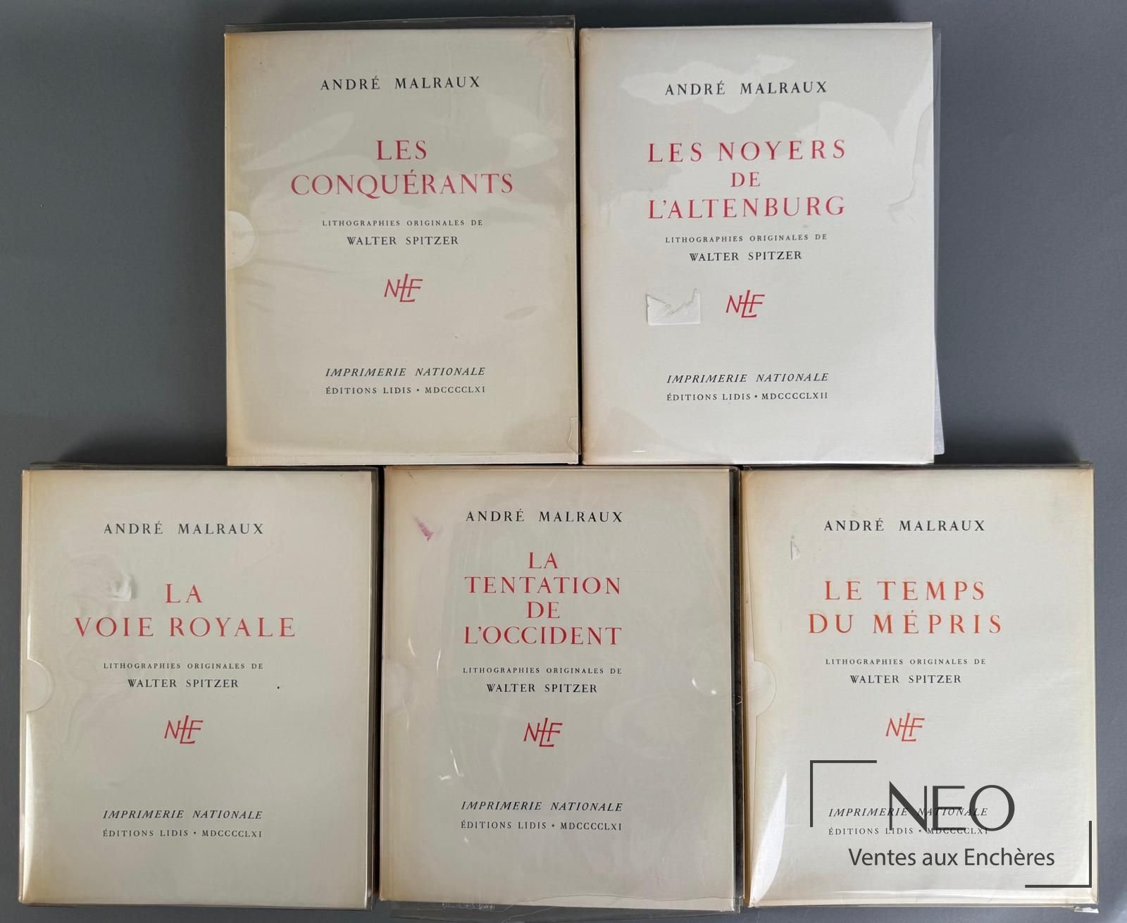 Cinq ouvrages d’André Malraux