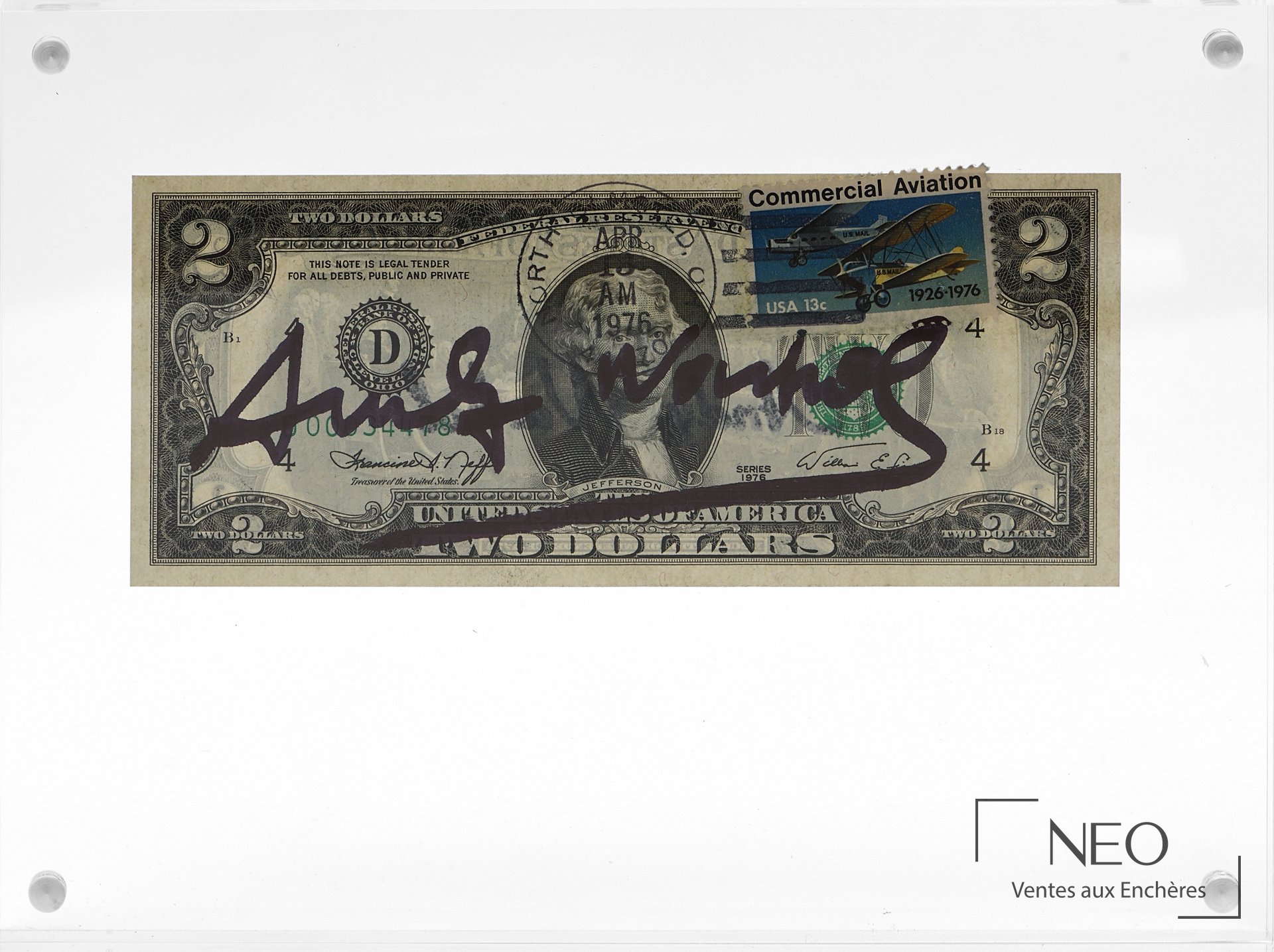 Billet de deux dollars signé