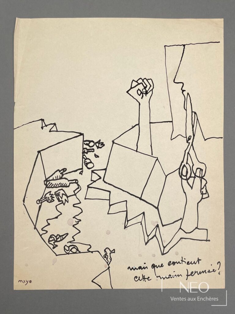 Dessin à l'encre sur papier de Mayo
