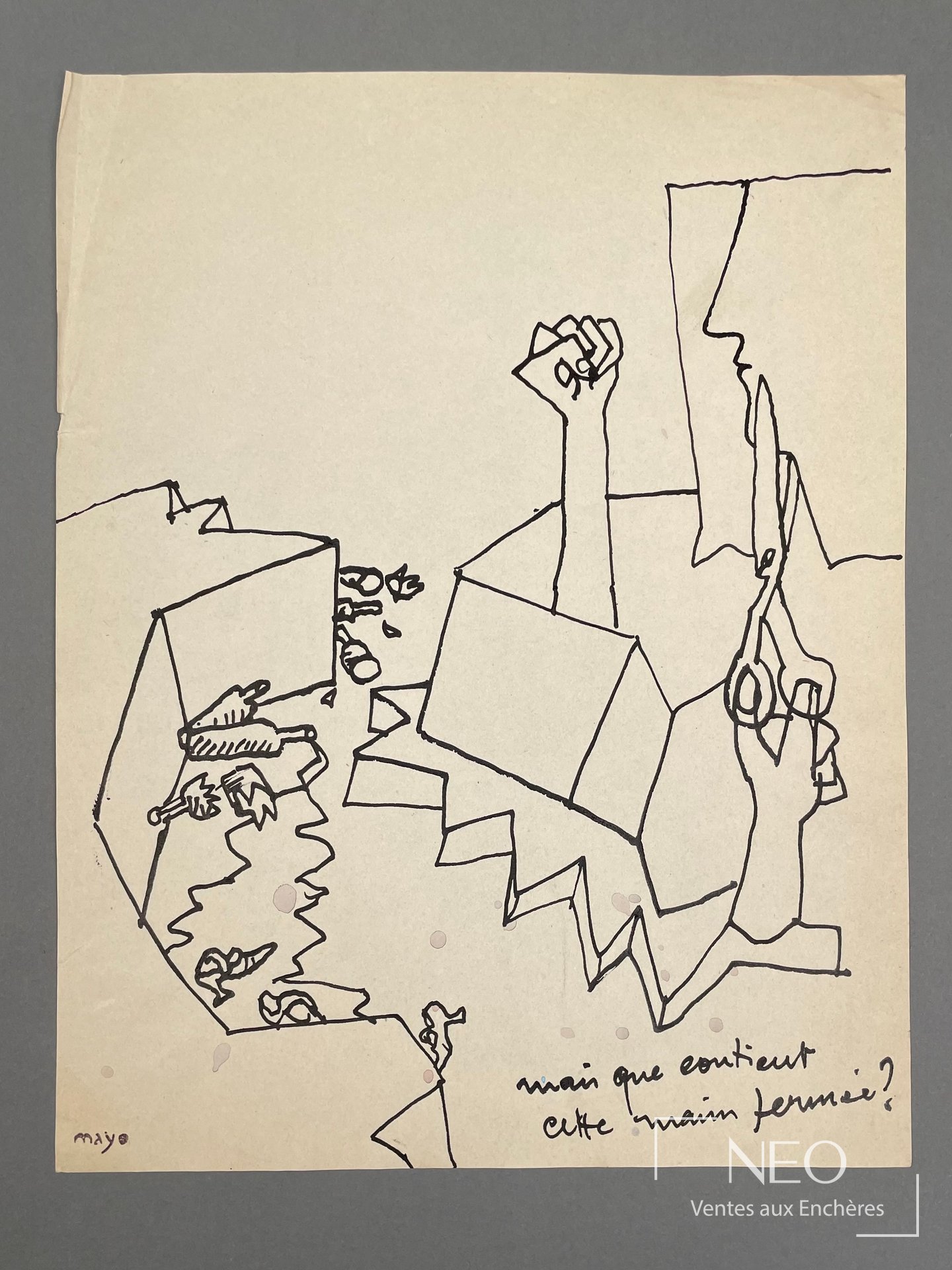 Dessin à l'encre sur papier de Mayo