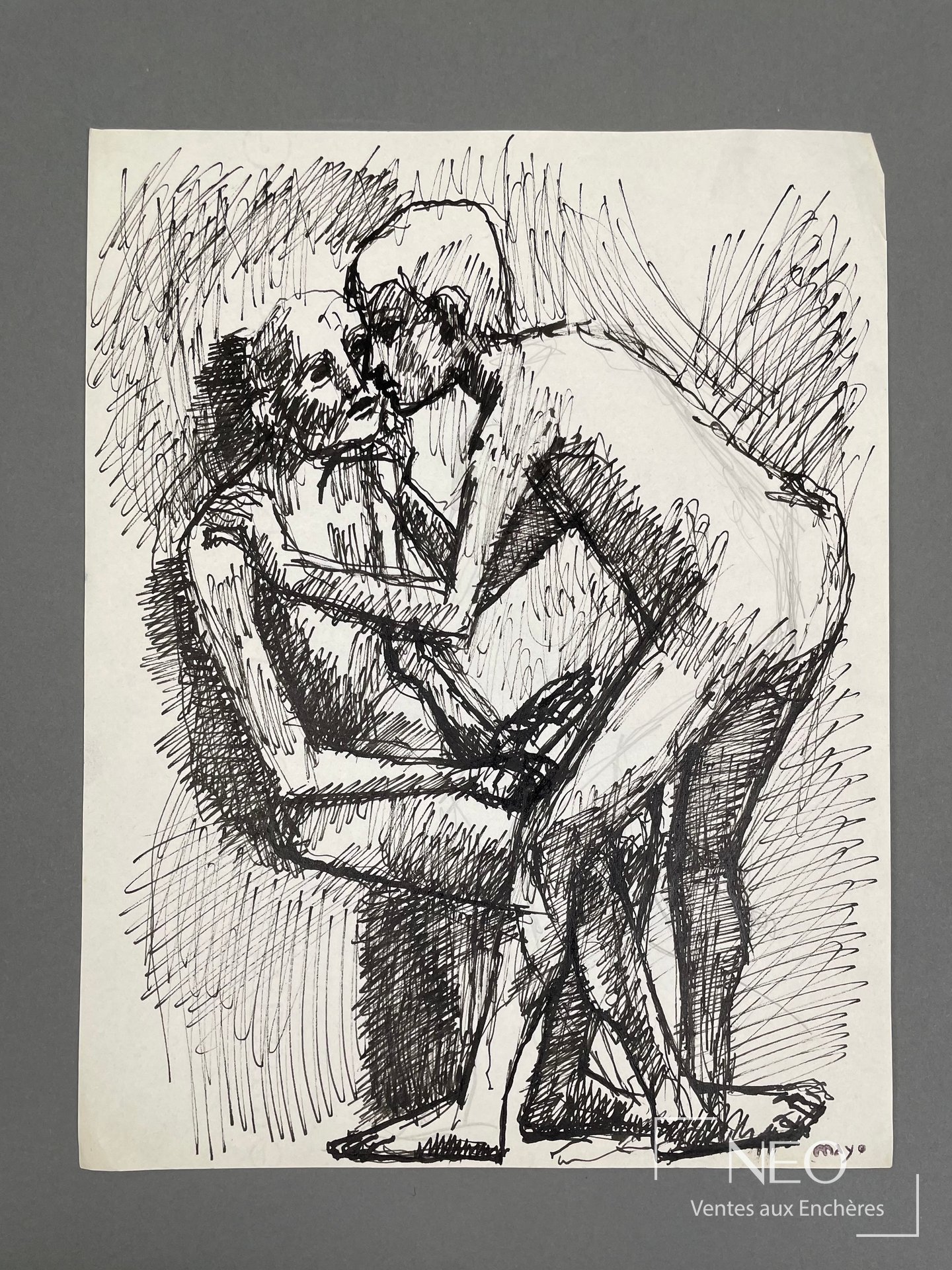 Dessin au trait noir représentant un couple