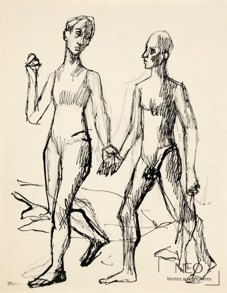 Dessin de deux figures debout