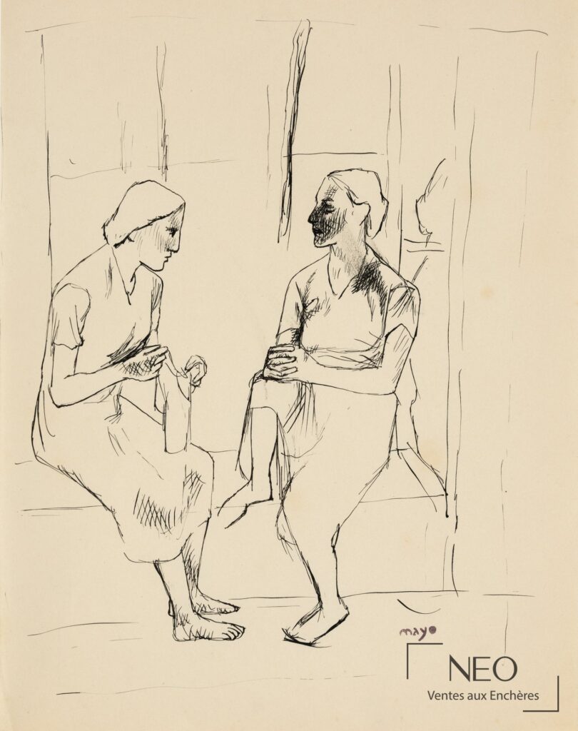 Dessin d'Antoine Mayo représentant deux femmes discutant