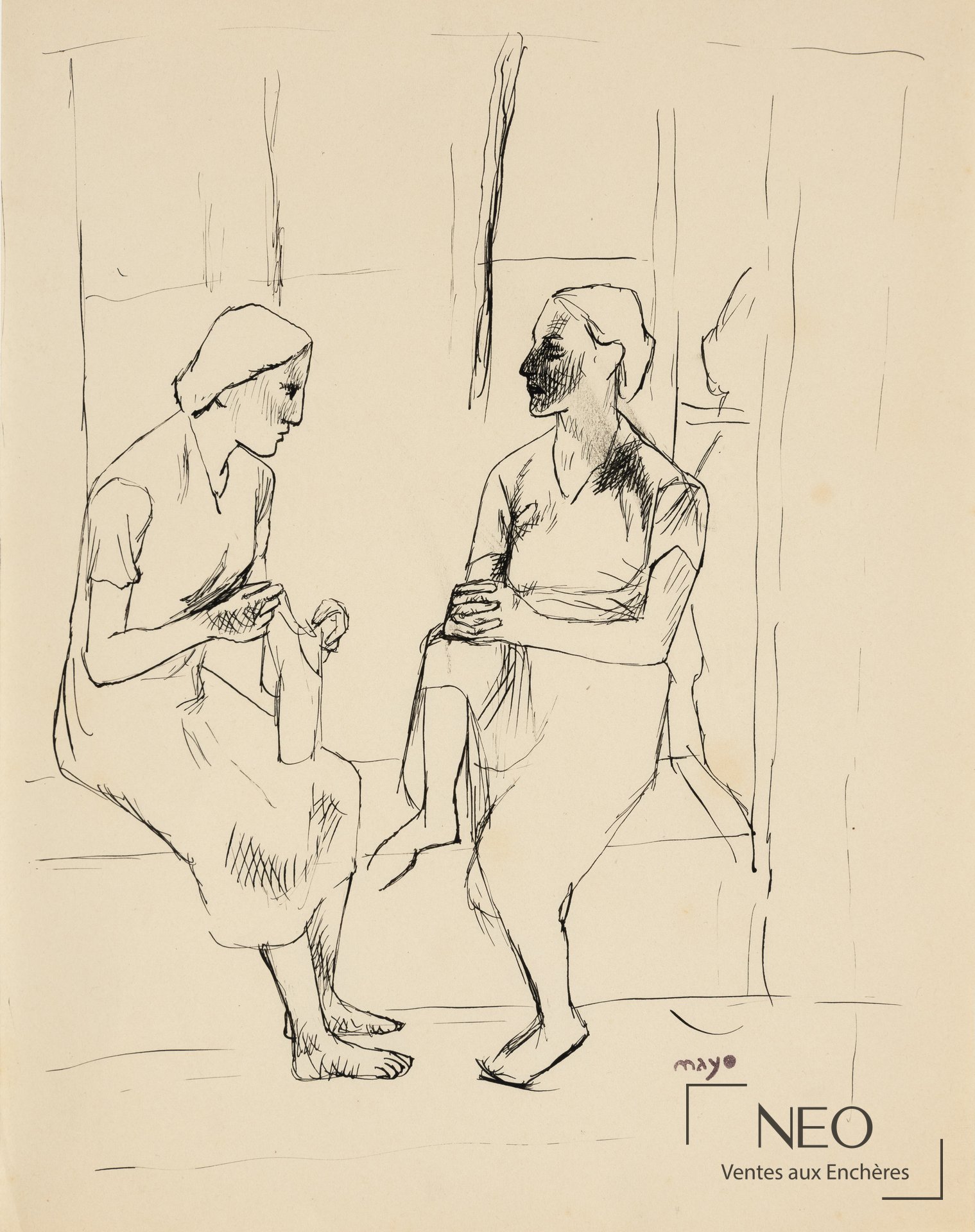 Dessin d'Antoine Mayo représentant deux femmes discutant