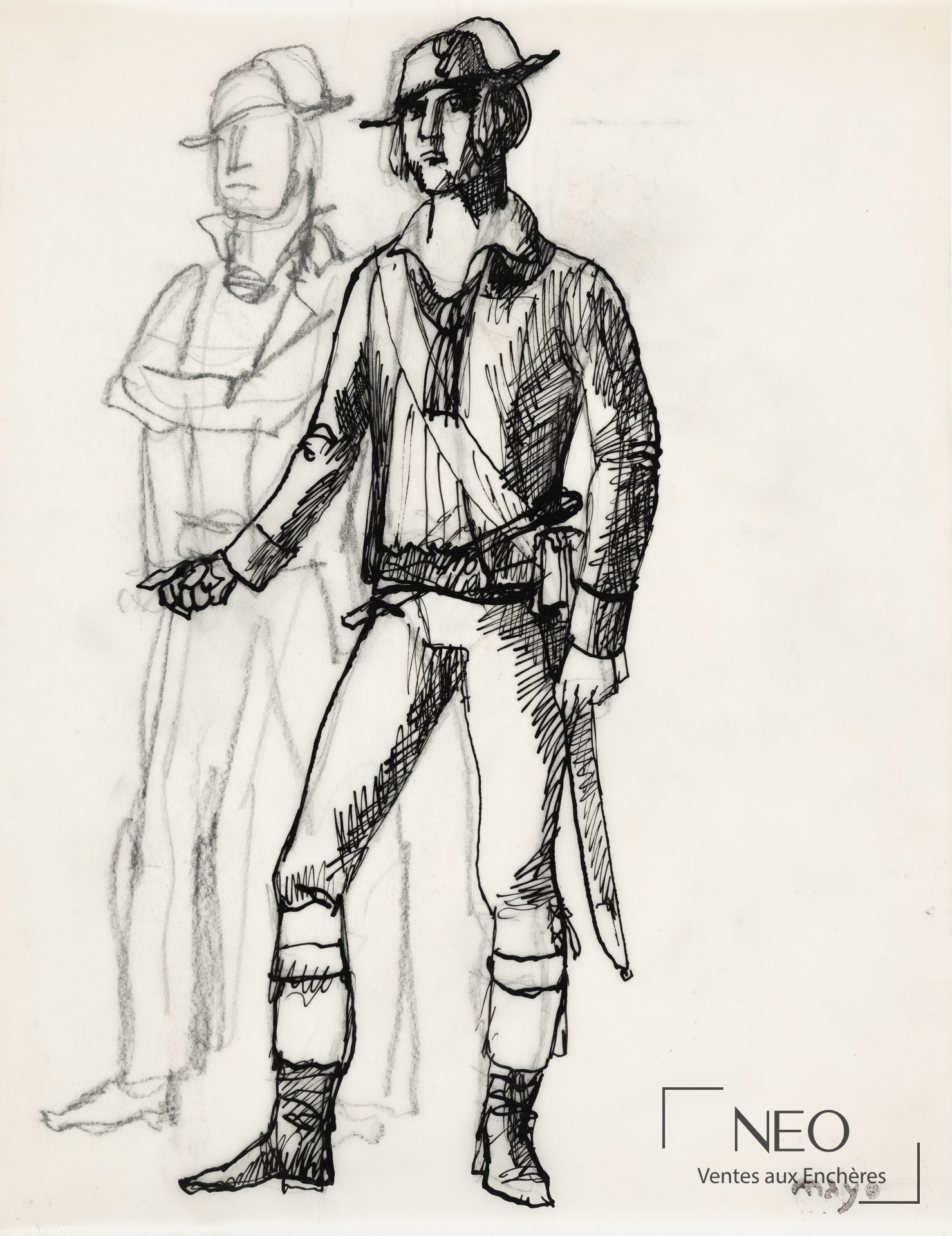Dessin d’Antoine Mayo représentant un homme au sabre
