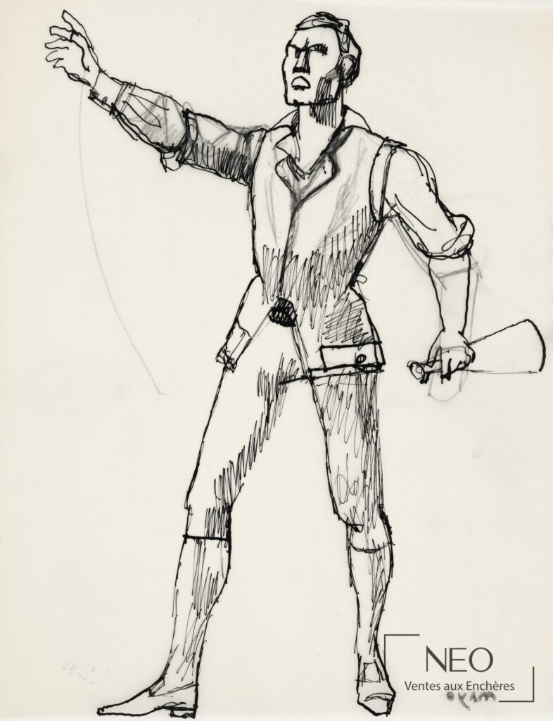 Dessin d'Antoine Mayo représentant un homme debout