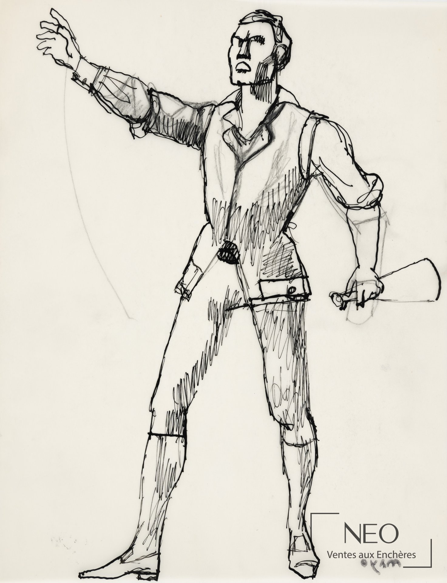 Dessin d'Antoine Mayo représentant un homme debout