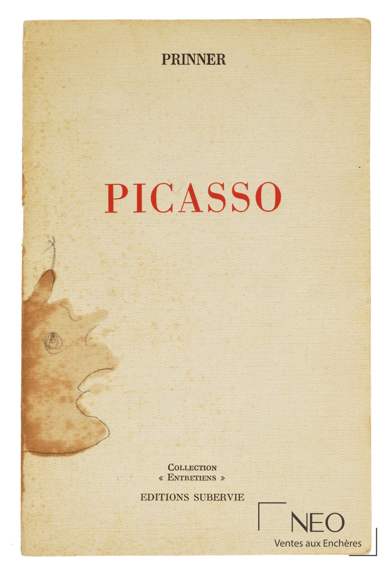 Couverture du livre Picasso d’Anton Prinner avec titre rouge et dessin au crayon en bas à gauche