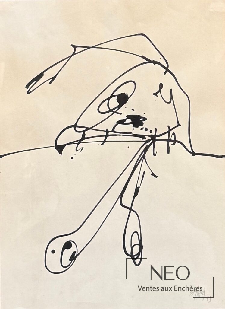 Composition d'Antonio Saura à l'encre sur papier