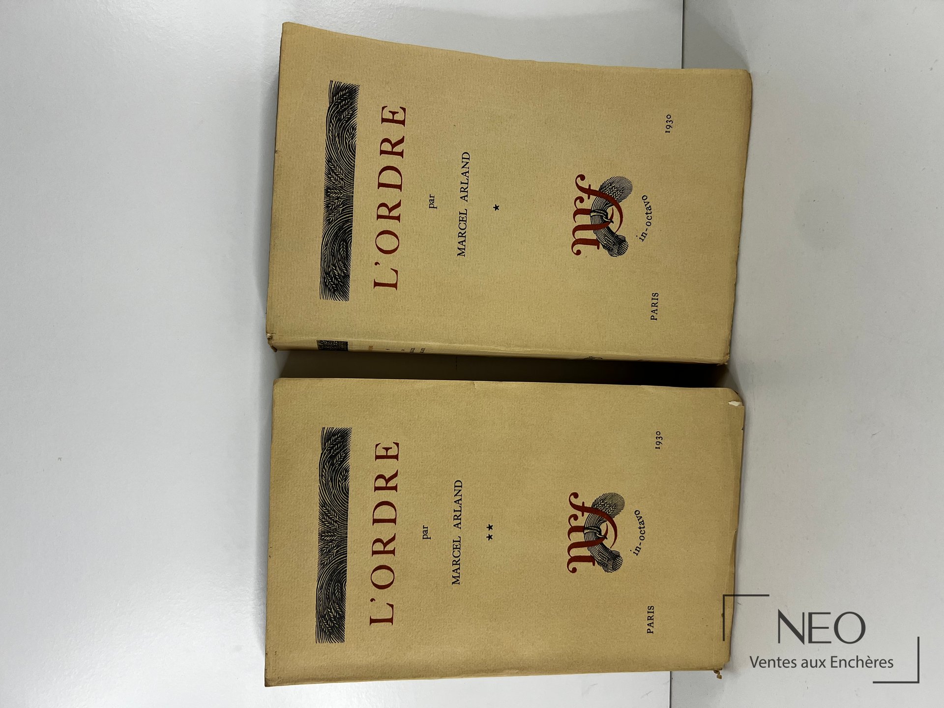 Deux volumes brochés de L'ordre de Marcel Arland