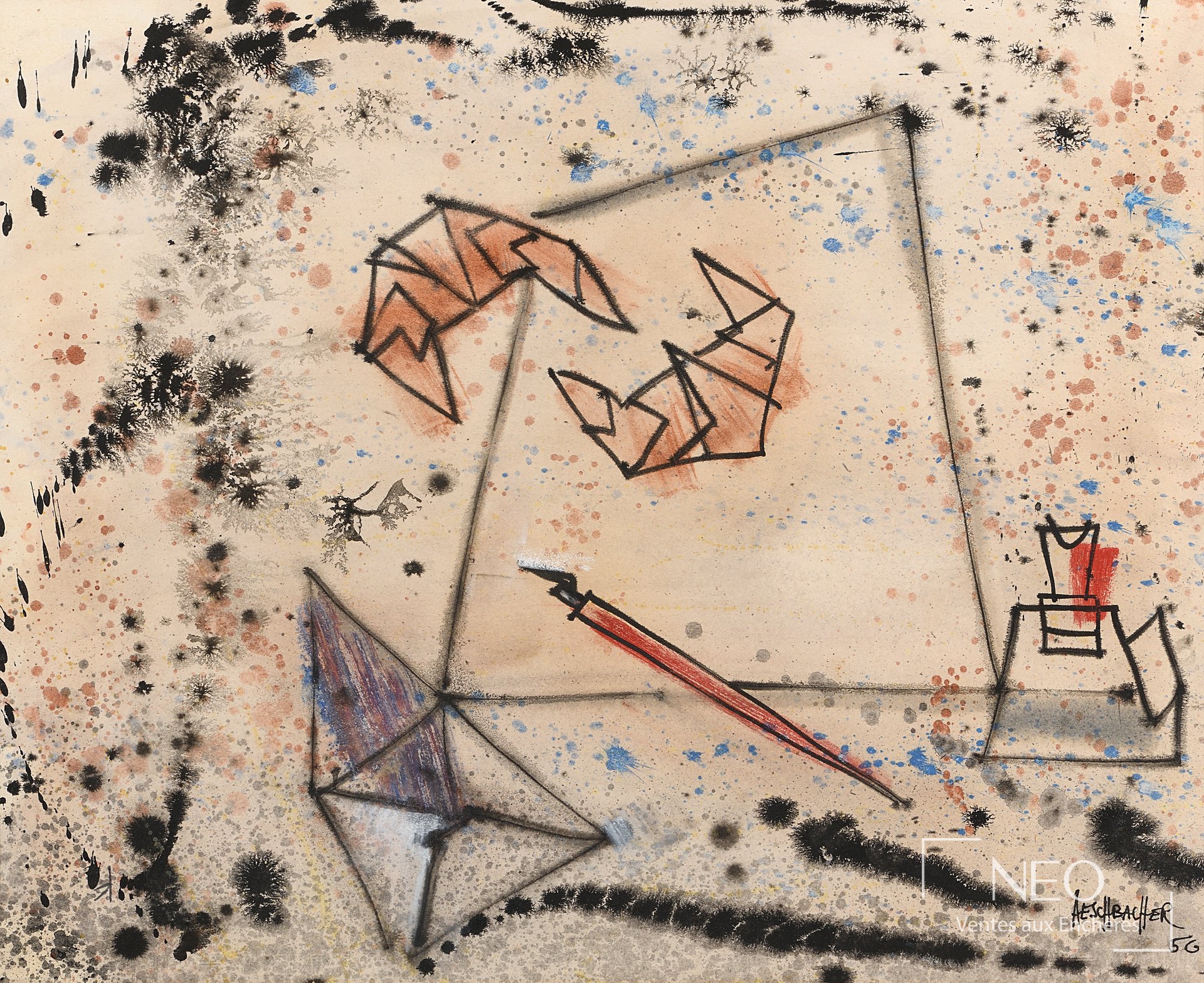 Arthur Aeschbacher, composition abstraite, 1956