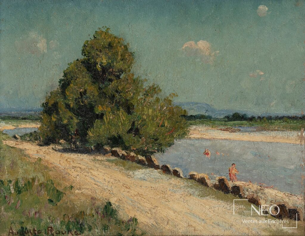 Peinture de Baigneurs en bord de rivière