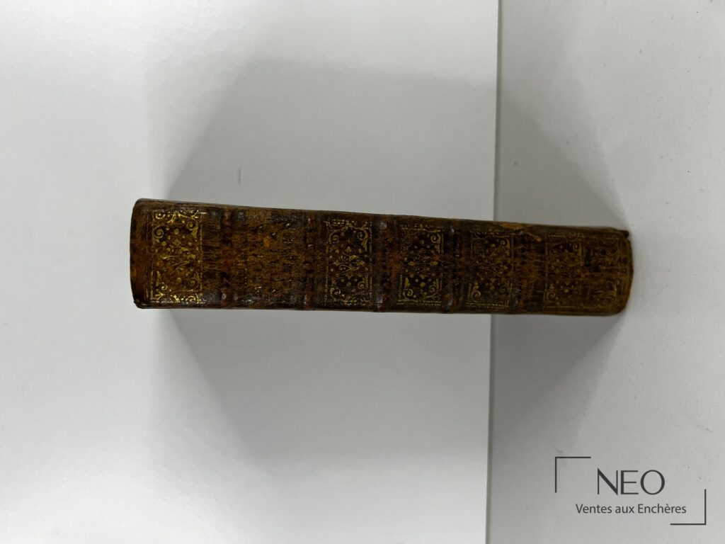 Dos d’un livre ancien en basane brune