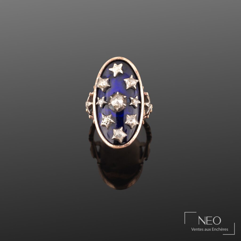 Bague au firmament en or rose et argent