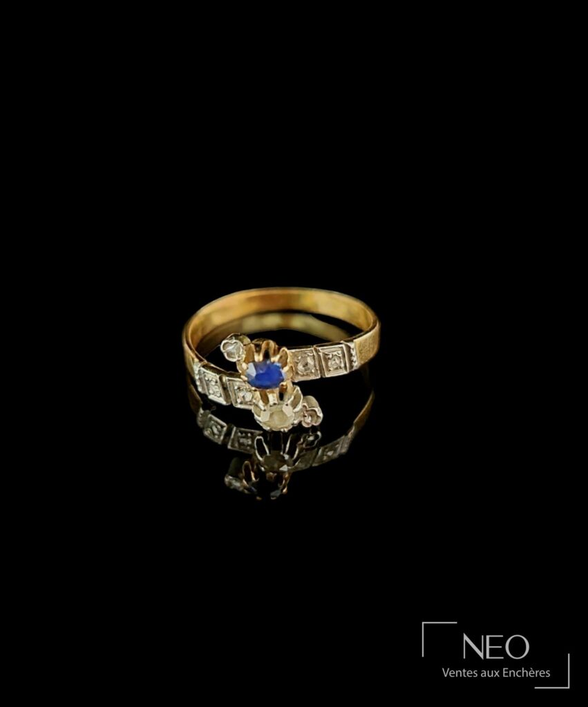 Bague Toi & Moi en ors jaune et gris avec diamant