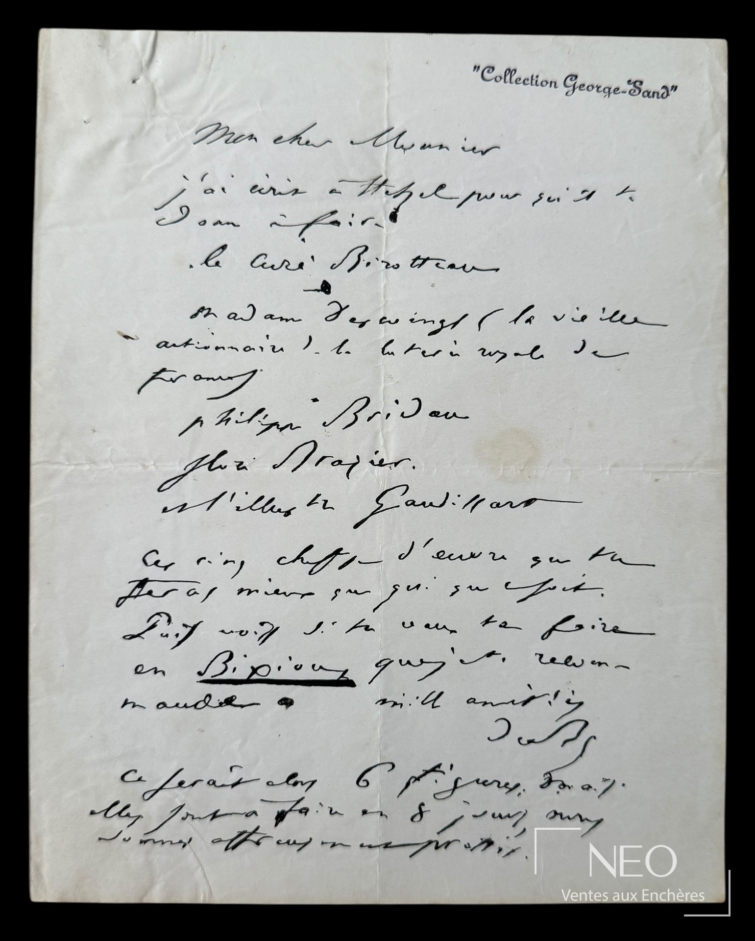 Honoré de Balzac, lettre autographe signée à Henry Monnier
