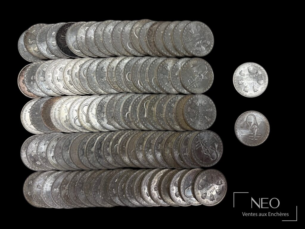 Lot de pièces d'essai en argent de la Banque Centrale des États de l'Afrique de l'Ouest