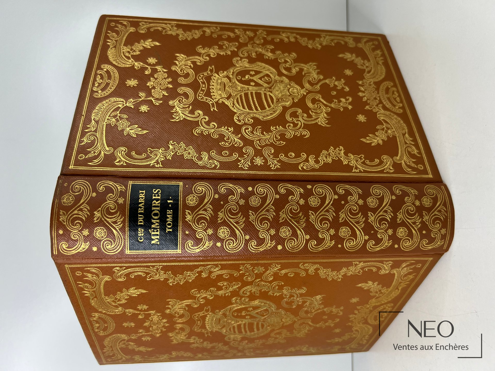 Couverture brune ornée de riches décors dorés