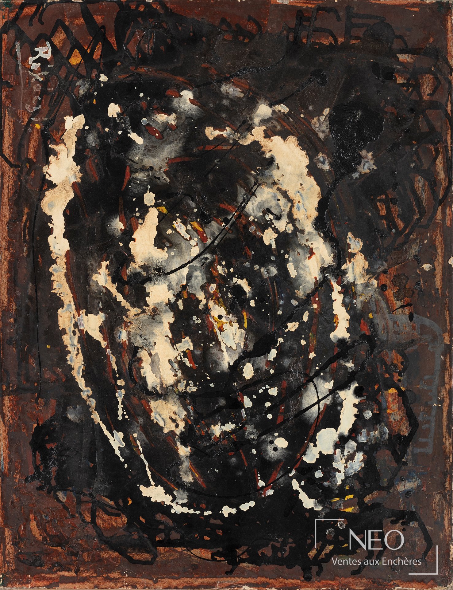 Composition abstraite de Basil Ivan Rakoczi aux tonalités noires