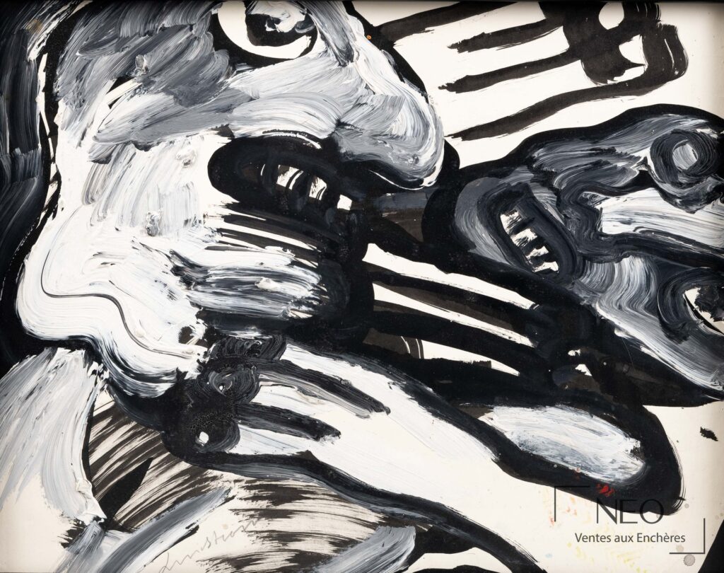 Composition abstraite en noir et blanc de Bengt Lindström