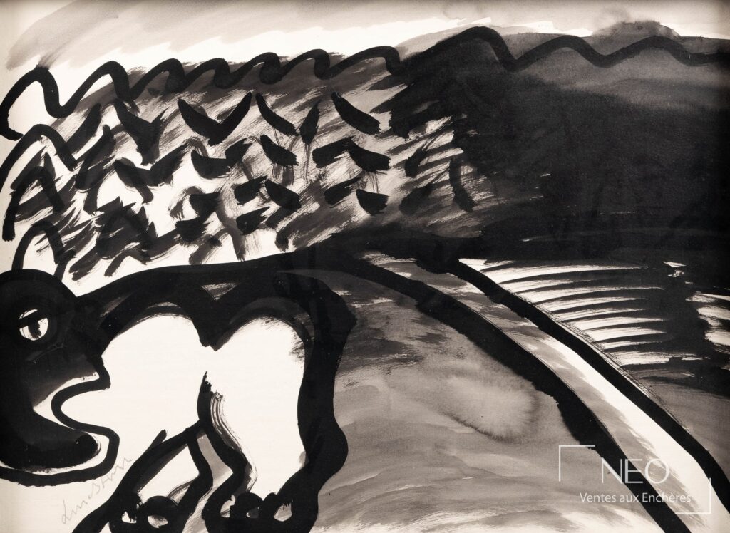 Composition abstraite en noir et blanc de Bengt Lindström