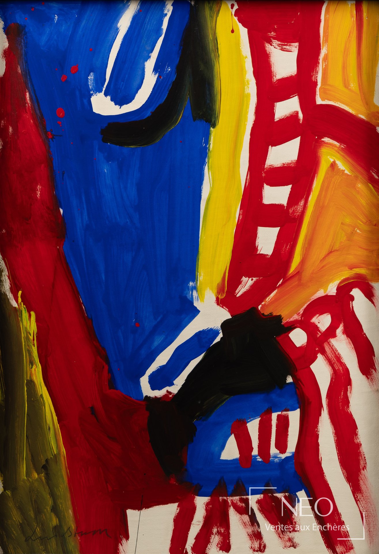Composition abstraite de Bengt Lindström aux aplats bleu