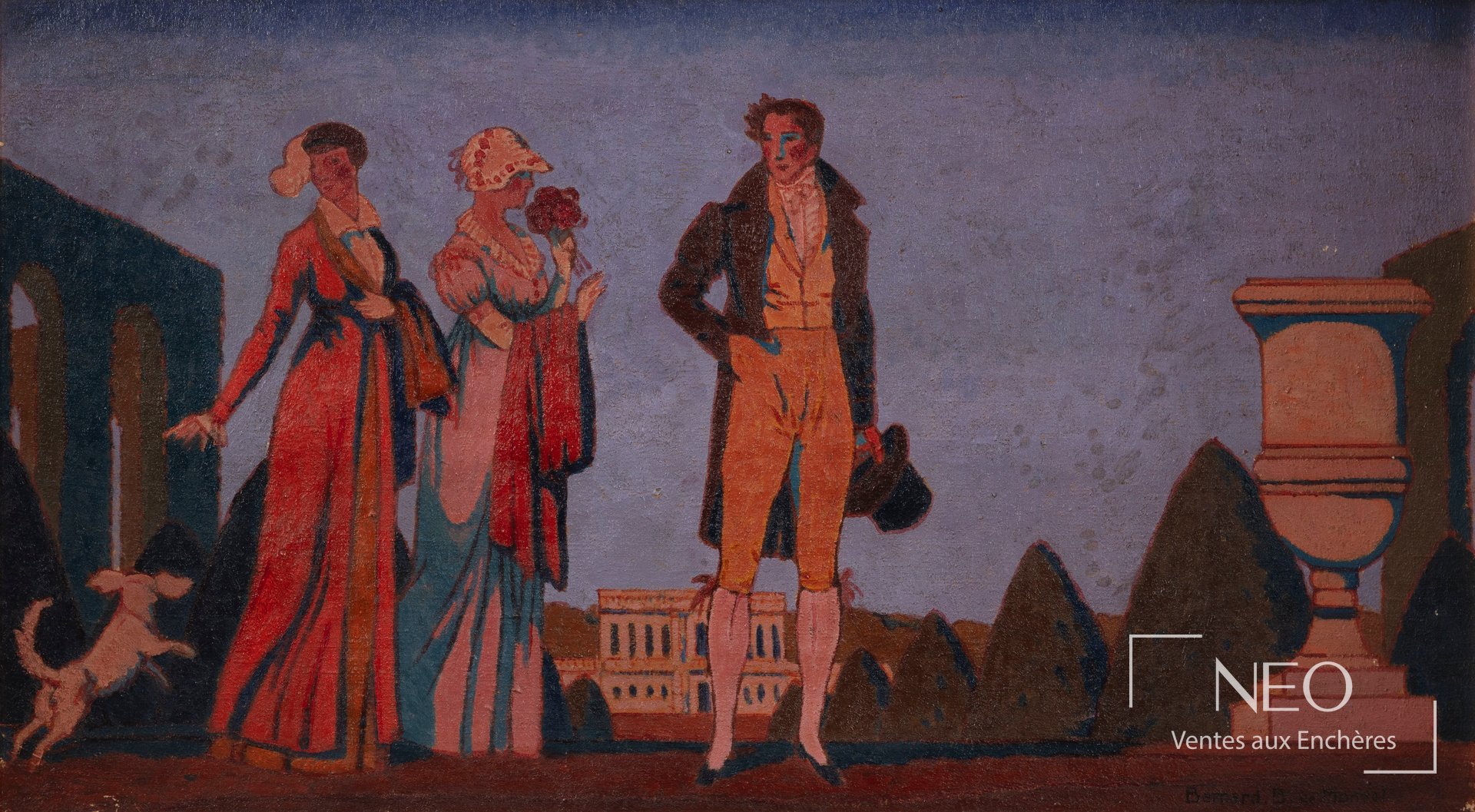 Composition avec deux femmes en crinoline