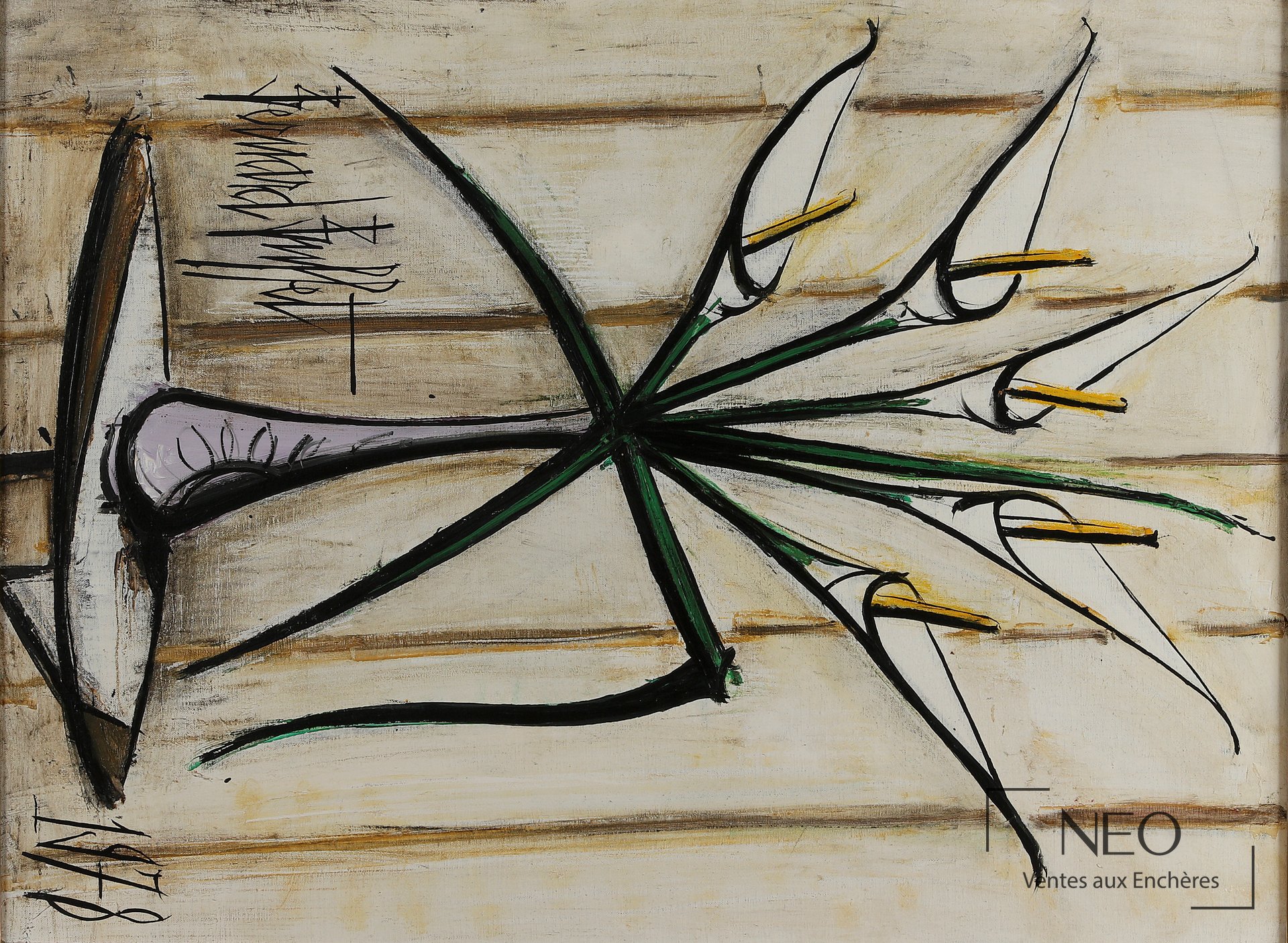 Bernard Buffet, Arums, huile sur toile, 1978