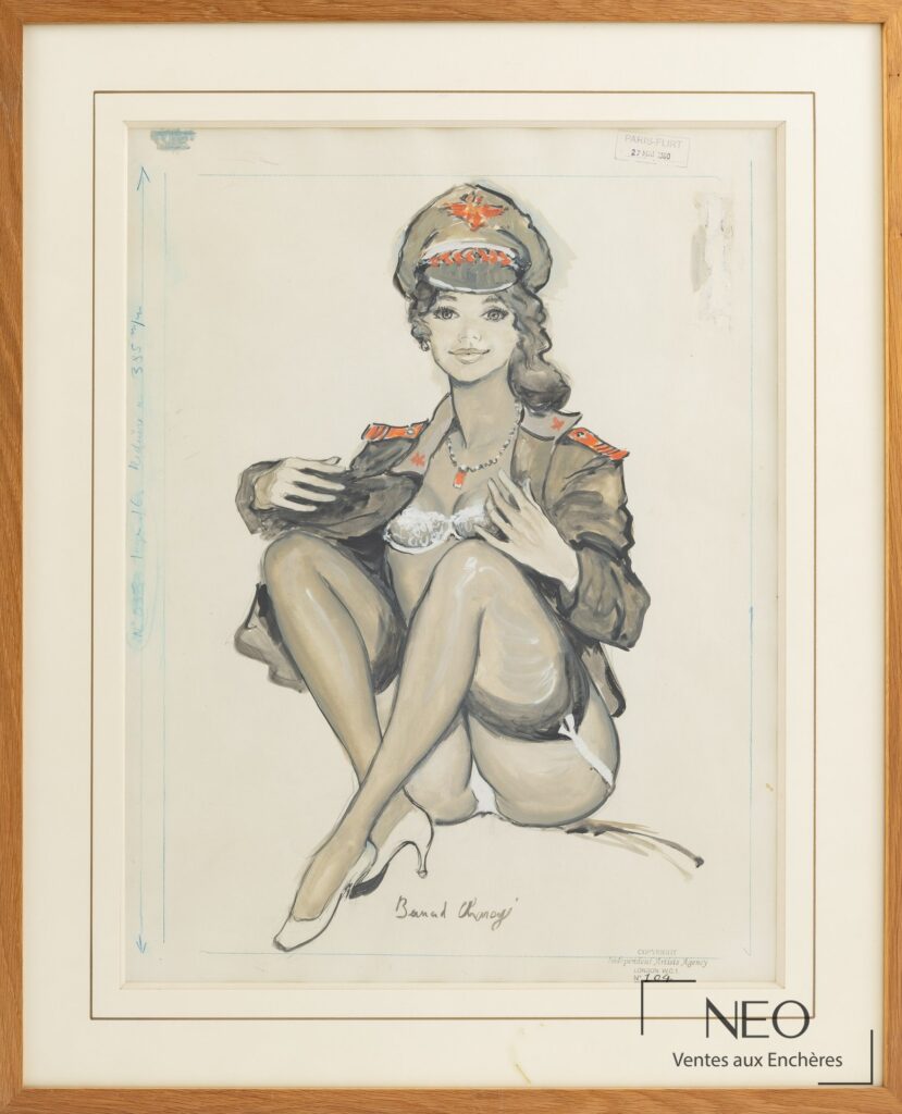 Dessin de pin up en habit militaire