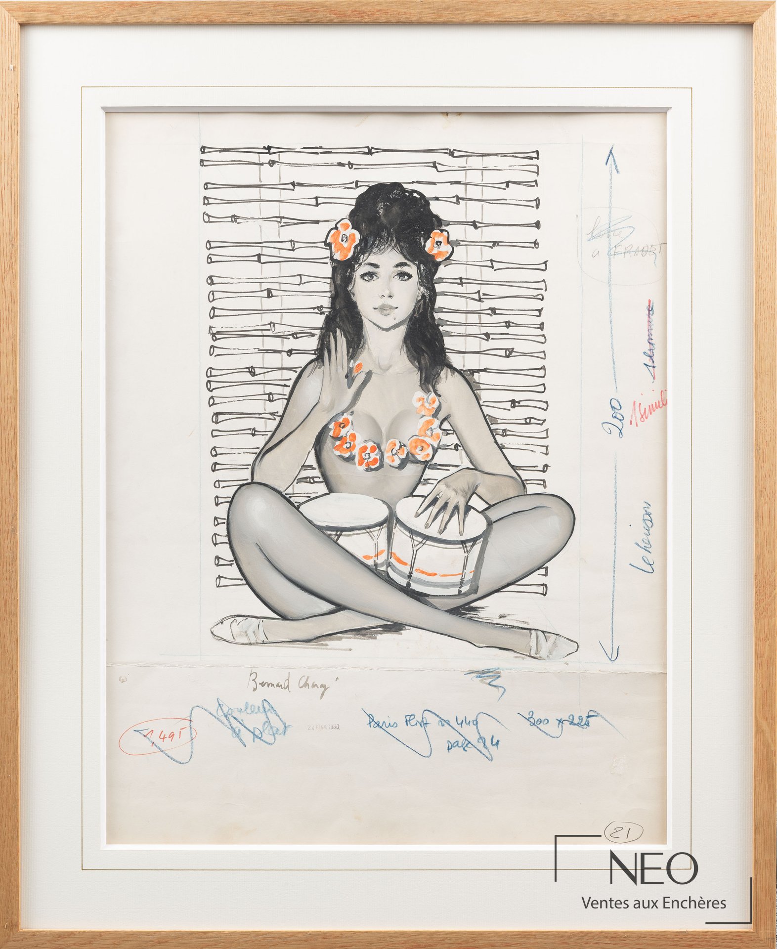 Œuvre de Bernard Charoy sous verre