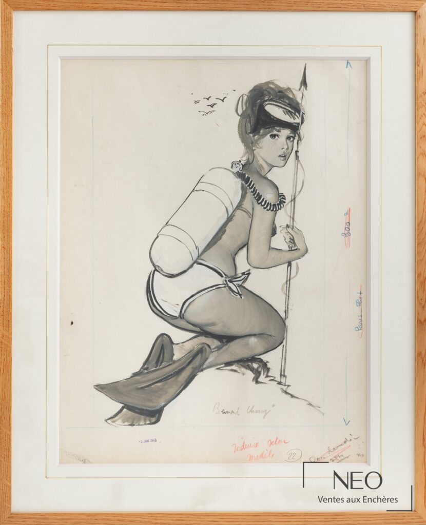 Desssin de pin up plongeuse de Bernard Charoy