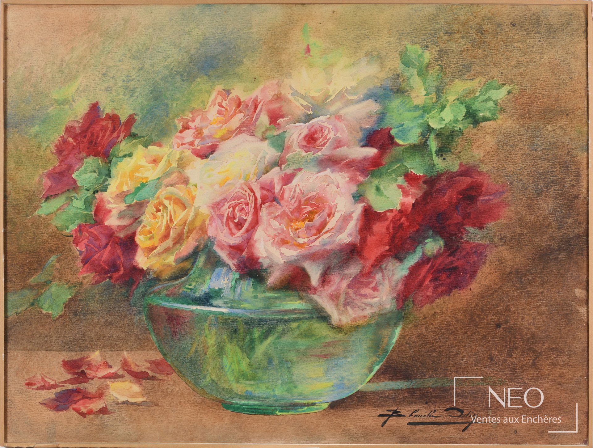 Bouquet de fleurs en aquarelle sur papier