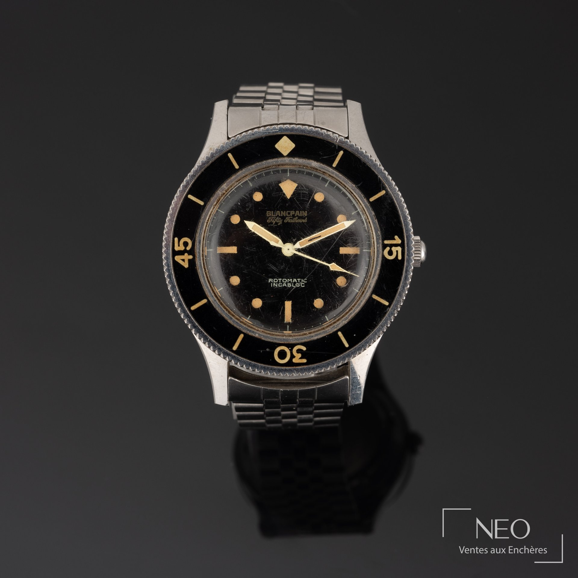 Blancpain Fifty Fathoms vers 1958, montre bracelet de plongée en acier