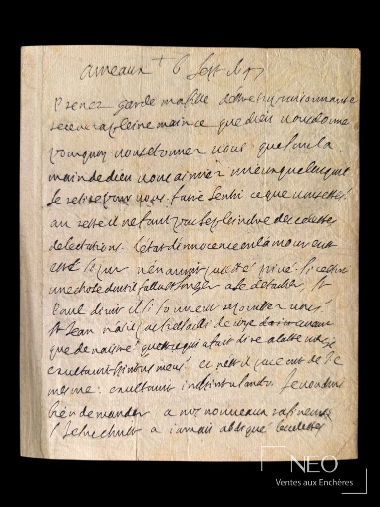 Page de lettre manuscrite de Bossuet