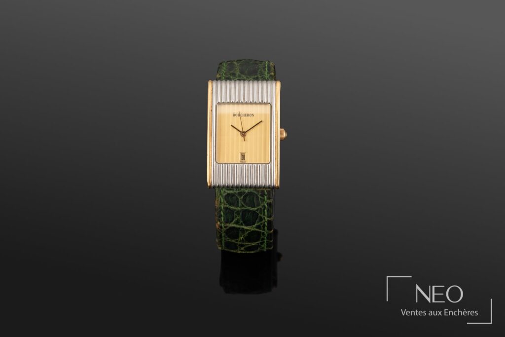 Montre bracelet Boucheron Reflet à cadran doré et bracelet vert