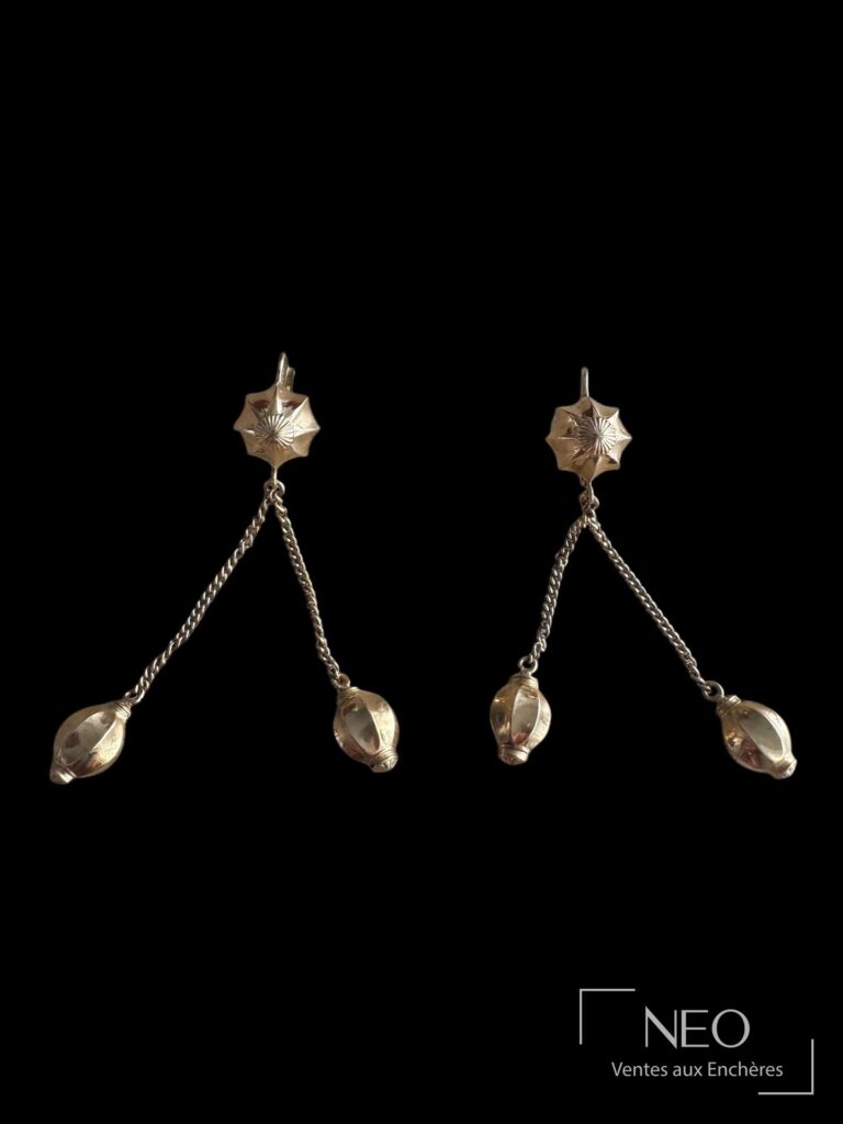 Paire de boucles d’oreille breloques en or jaune