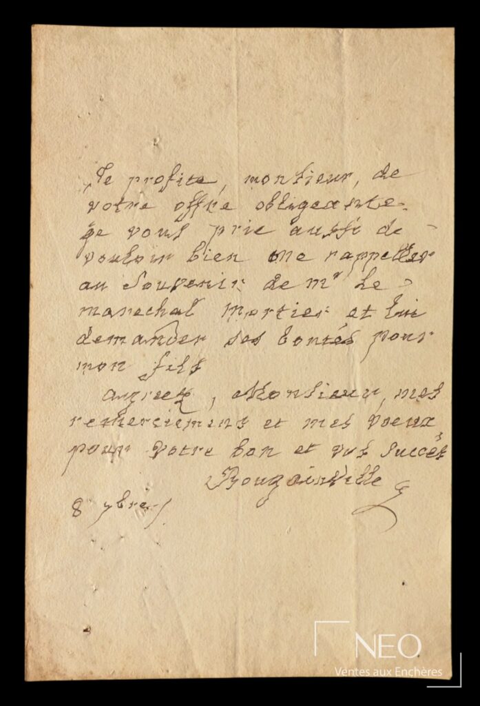 Lettre autographe signée de Bougainville