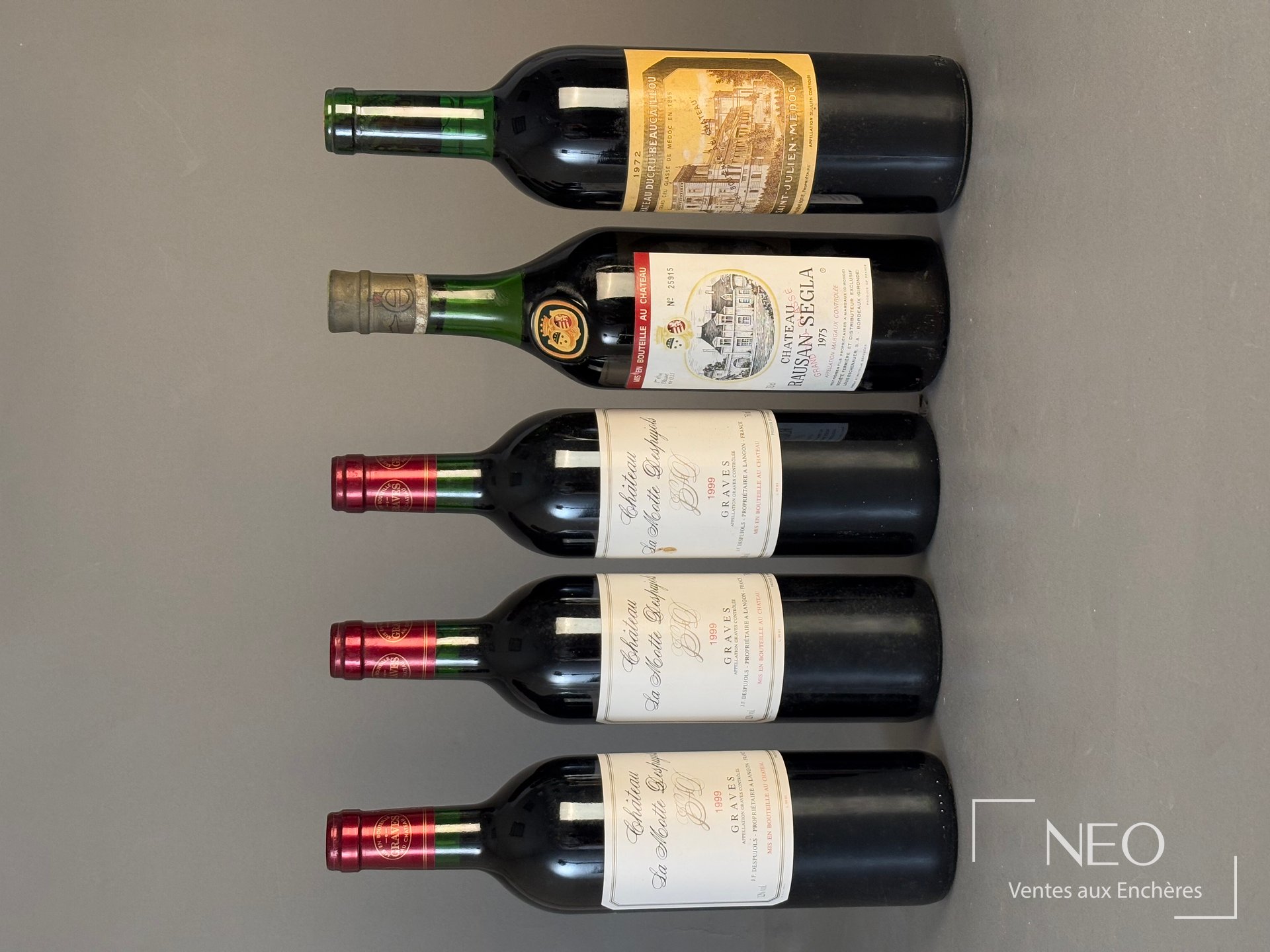 Bouteilles de Bordeaux, Château Rausan-Ségla, Château La Motte Despujols et Ducru-Beaucaillou