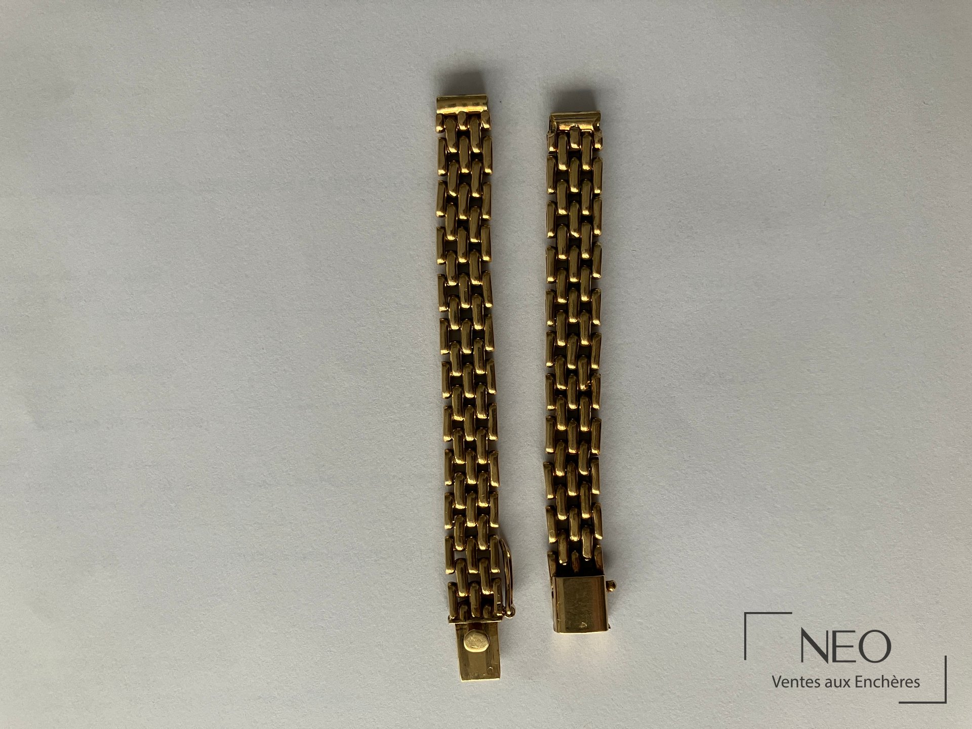 Bracelet de montre en or jaune 18 carats avec fermoir cliquet
