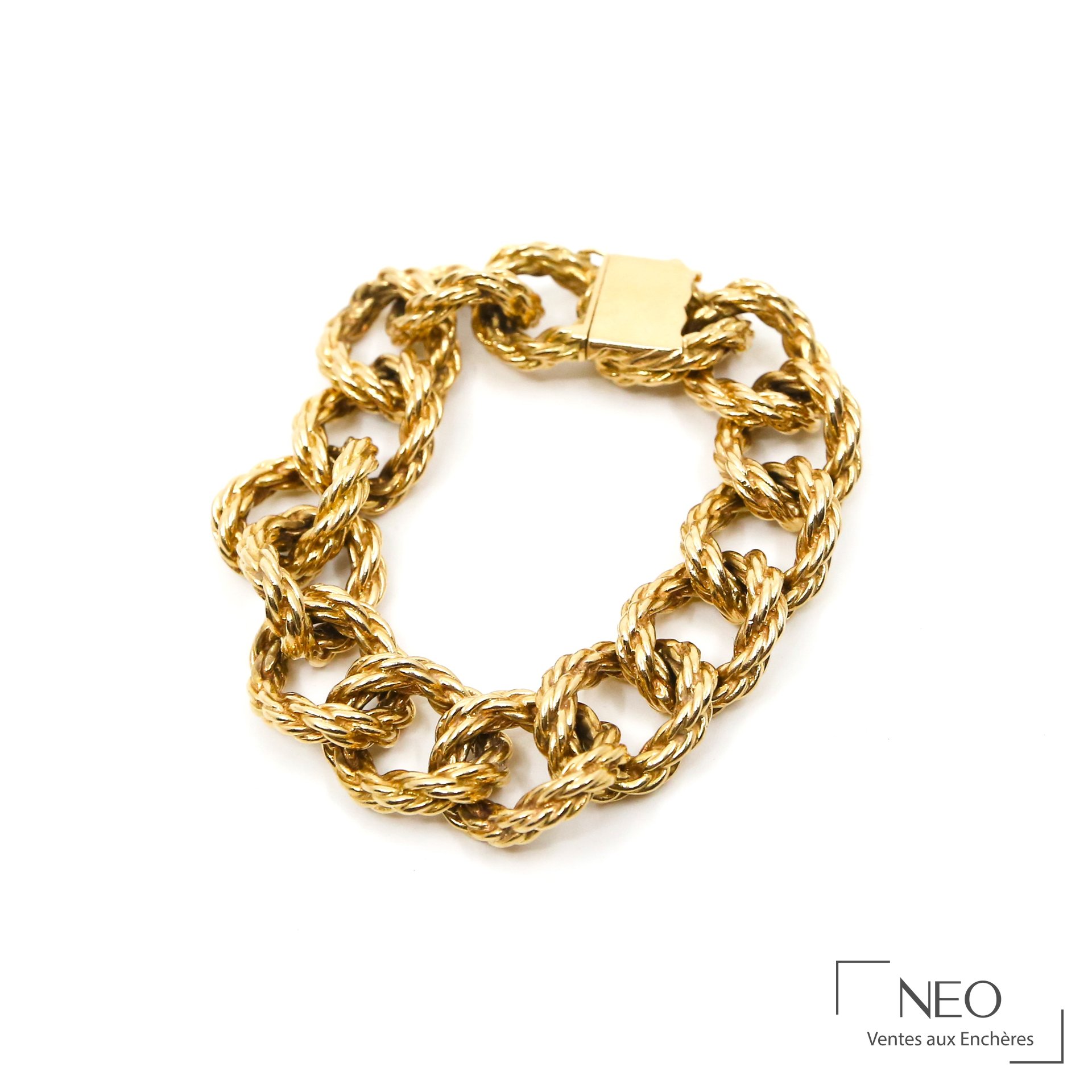 Bracelet en or jaune à mailles nouées fantaisie