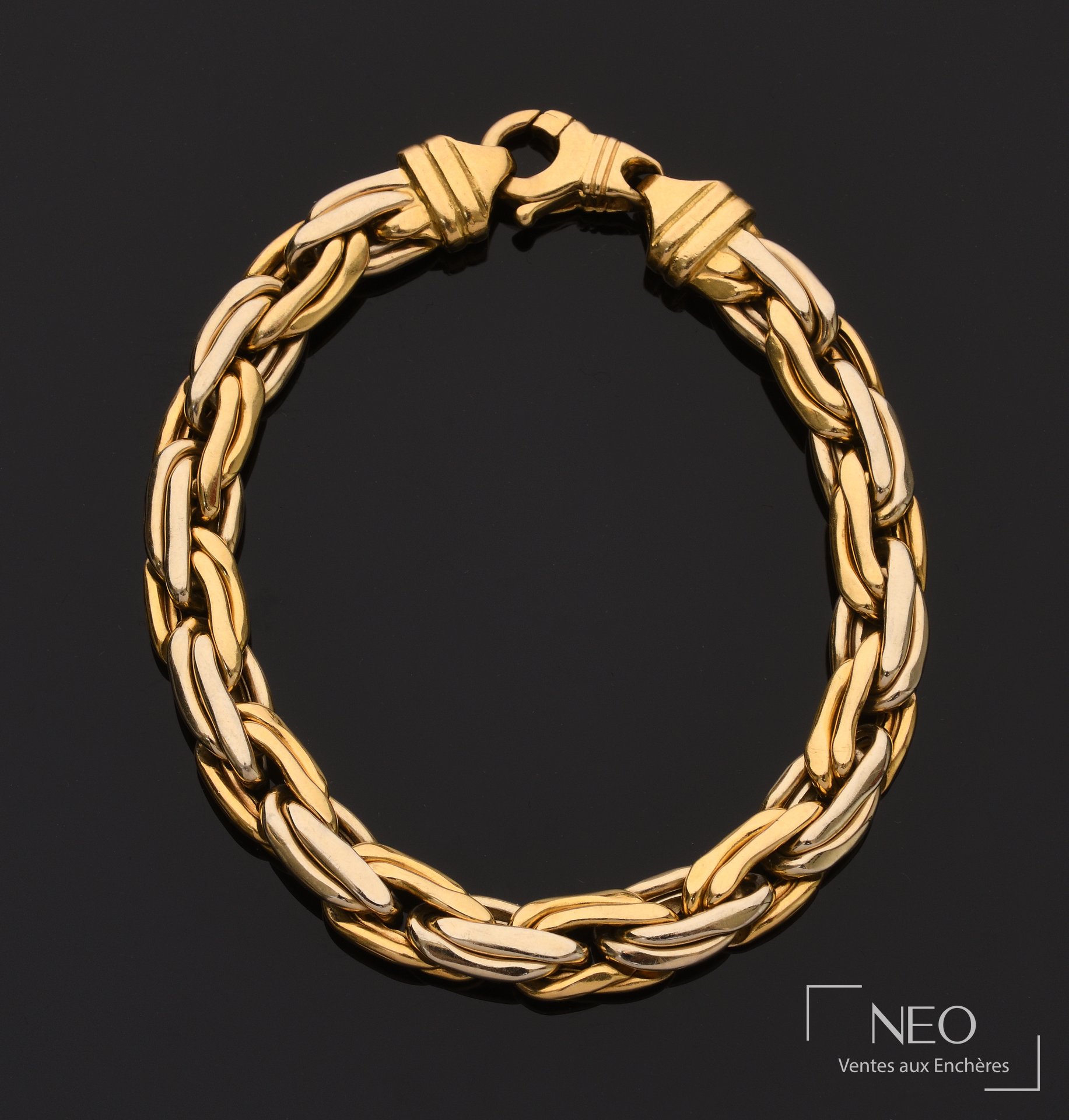 Bracelet en or jaune 18 carats à mailles doubles fantaisie
