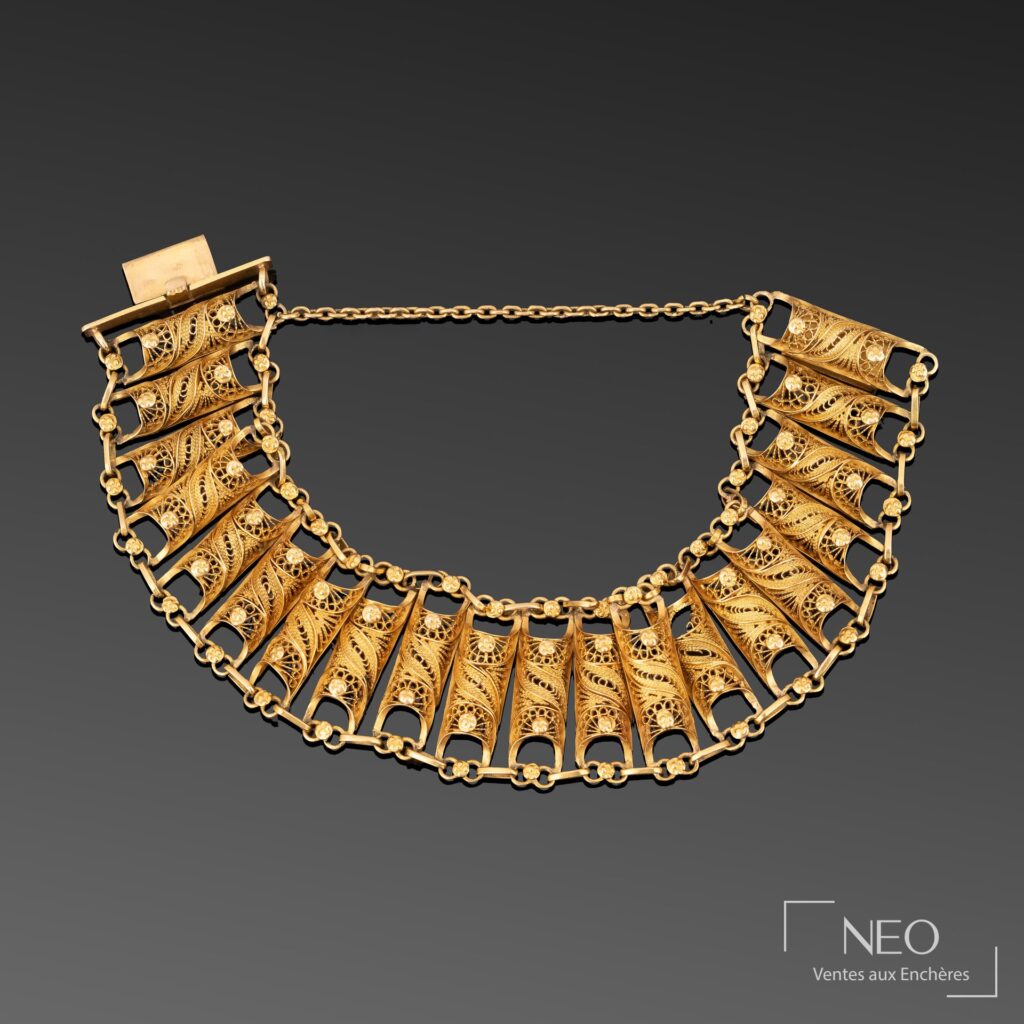 Bracelet souple en or jaune à maille filigrane