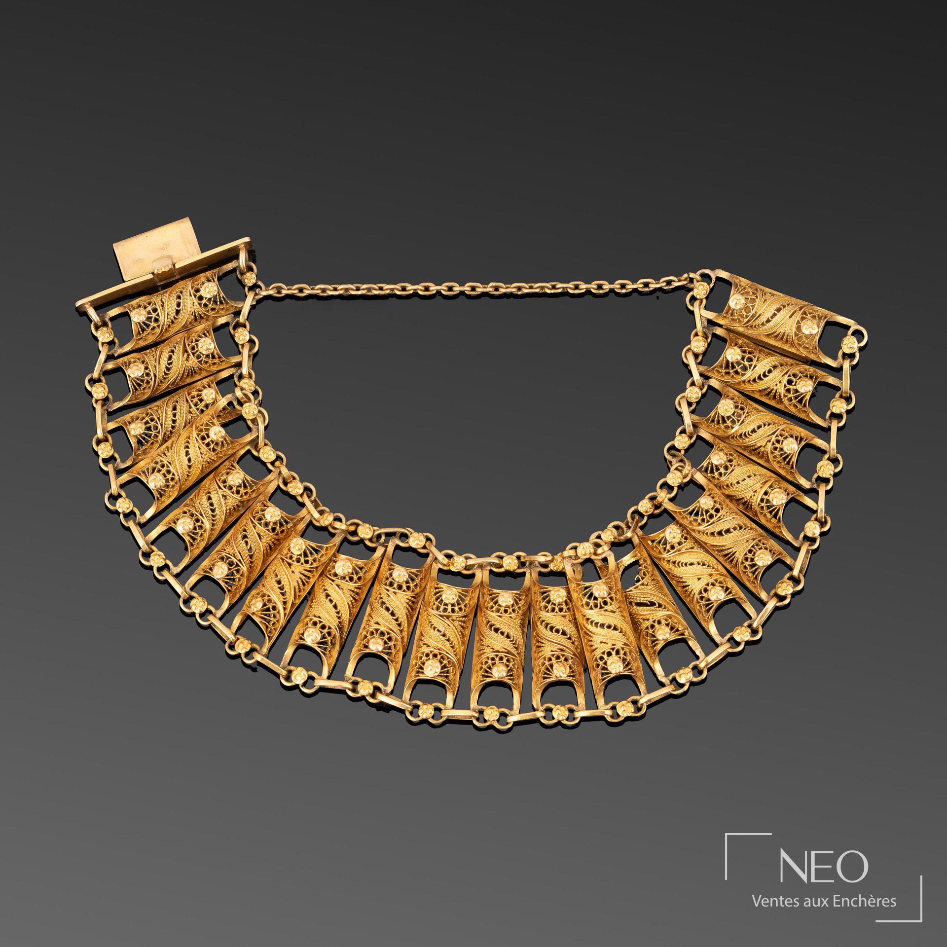 Bracelet souple en or jaune à maille filigrane