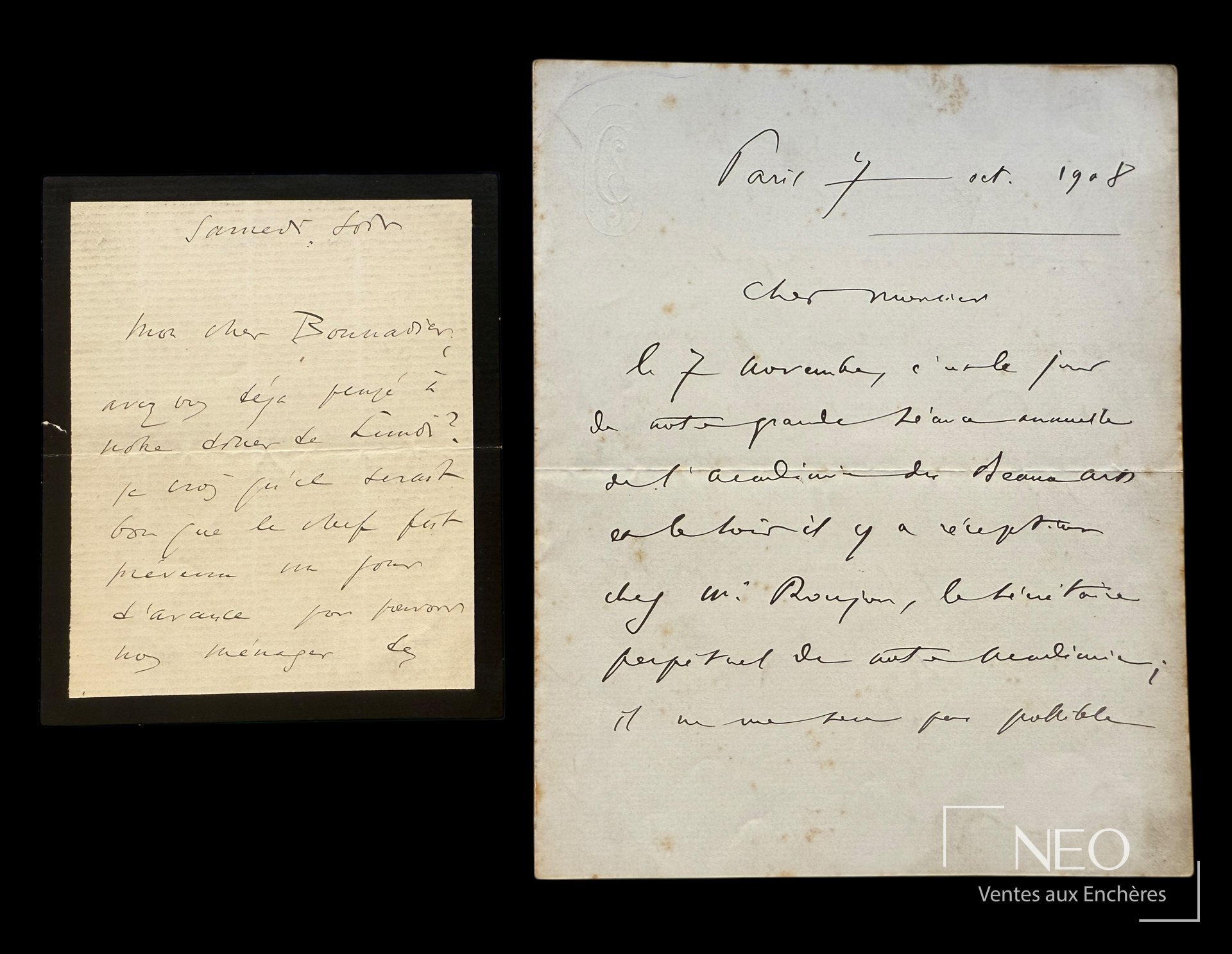 Deux lettres autographes signées