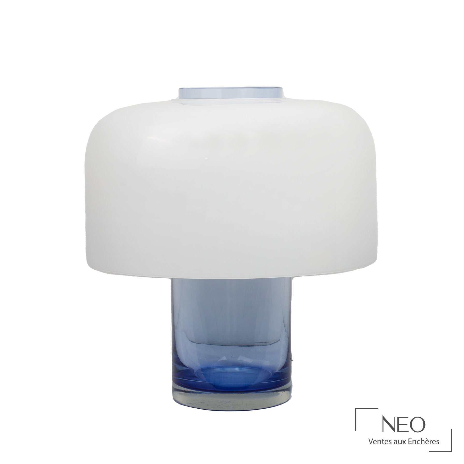 Lampe de table en verre de Murano bleu et blanc