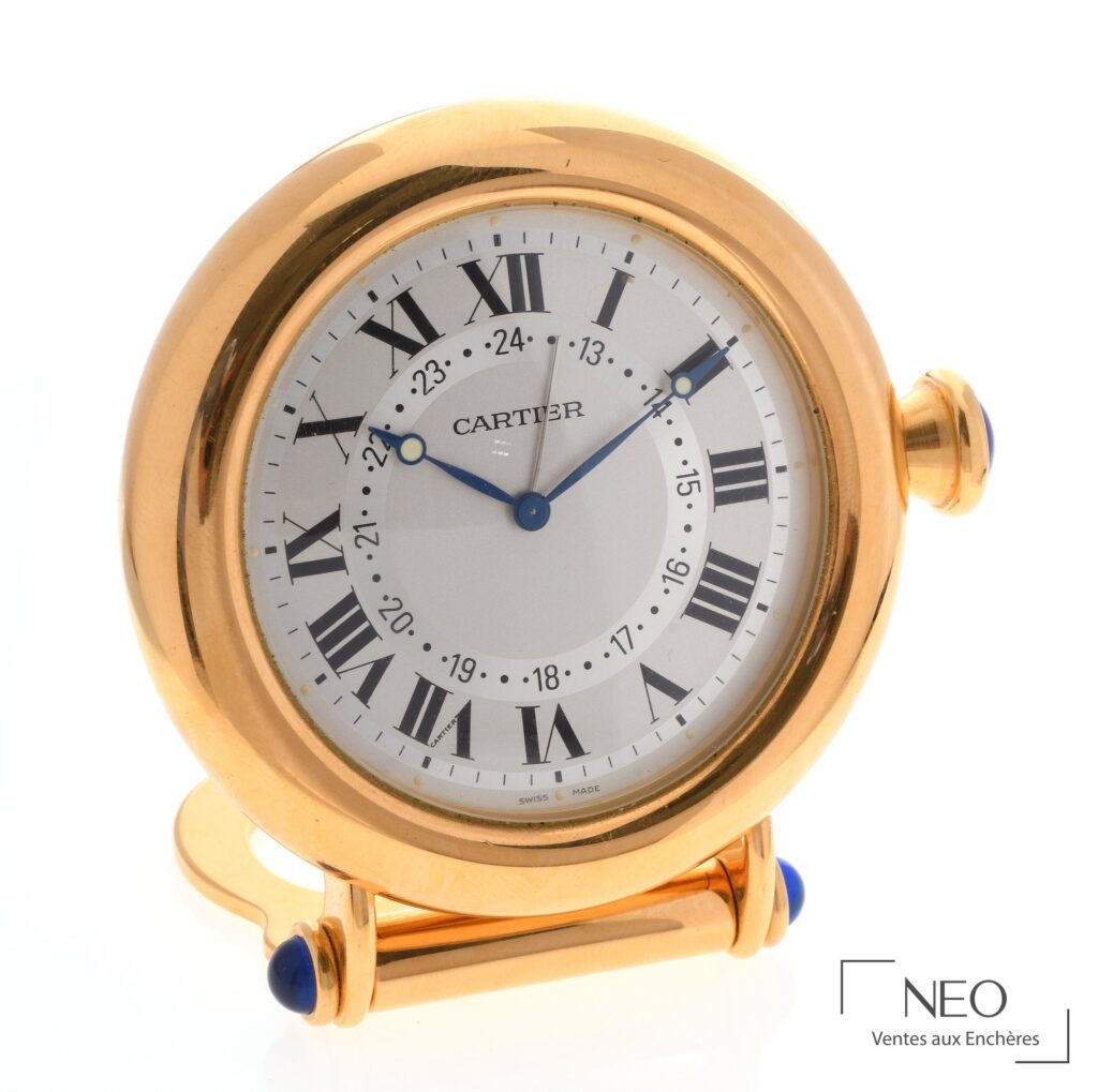 Pendulette réveil Cartier Diabolo en métal doré